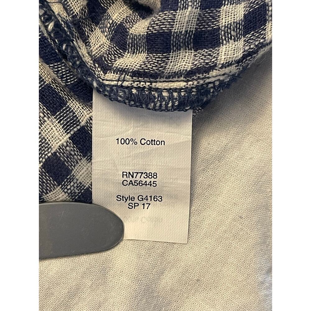 J.Crew Gingham Plaid Shift Shirt Dress Blue White Short Sleeve Mini Size Medium - Picture 5 of 8